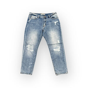 Nature Womens Distressed Mom Jeans Sz 9/28 Light Wash Ripped Boyfriend